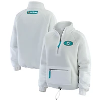 Women's WEAR by Erin Andrews White Miami Dolphins Polar Fleece Half-Zip Jacket