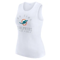 Women's WEAR by Erin Andrews  White Miami Dolphins Ribbed Graphic Tank Top