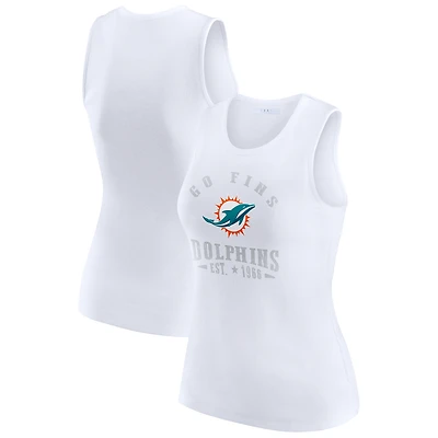 Women's WEAR by Erin Andrews  White Miami Dolphins Ribbed Graphic Tank Top