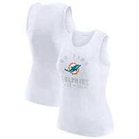 Women's WEAR by Erin Andrews  White Miami Dolphins Ribbed Graphic Tank Top