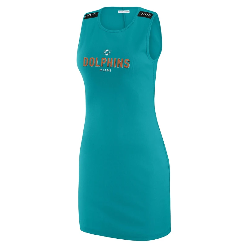 Women's WEAR by Erin Andrews x Gracie Hunt Aqua Miami Dolphins Ribbed Tank Dress
