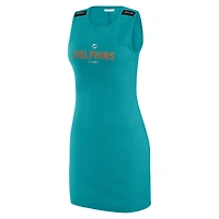 Women's WEAR by Erin Andrews x Gracie Hunt Aqua Miami Dolphins Ribbed Tank Dress