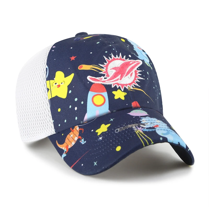 Youth '47 Navy Miami Dolphins Space Dino Adjustable Trucker Hat
