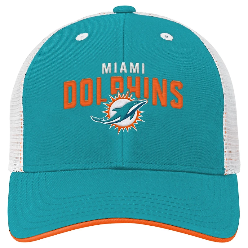 Casquette ajustable pour jeunes Aqua Miami Dolphins Core Lockup Trucker