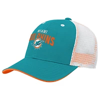 Casquette ajustable pour jeunes Aqua Miami Dolphins Core Lockup Trucker