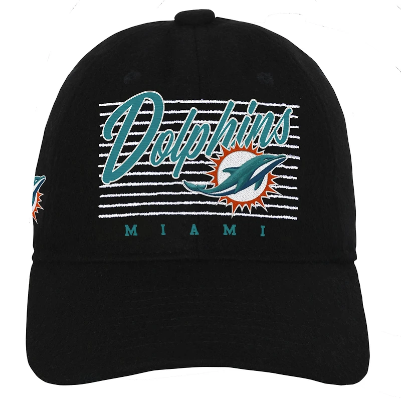 Casquette ajustable rétro en laine noire Miami Dolphins pour jeunes