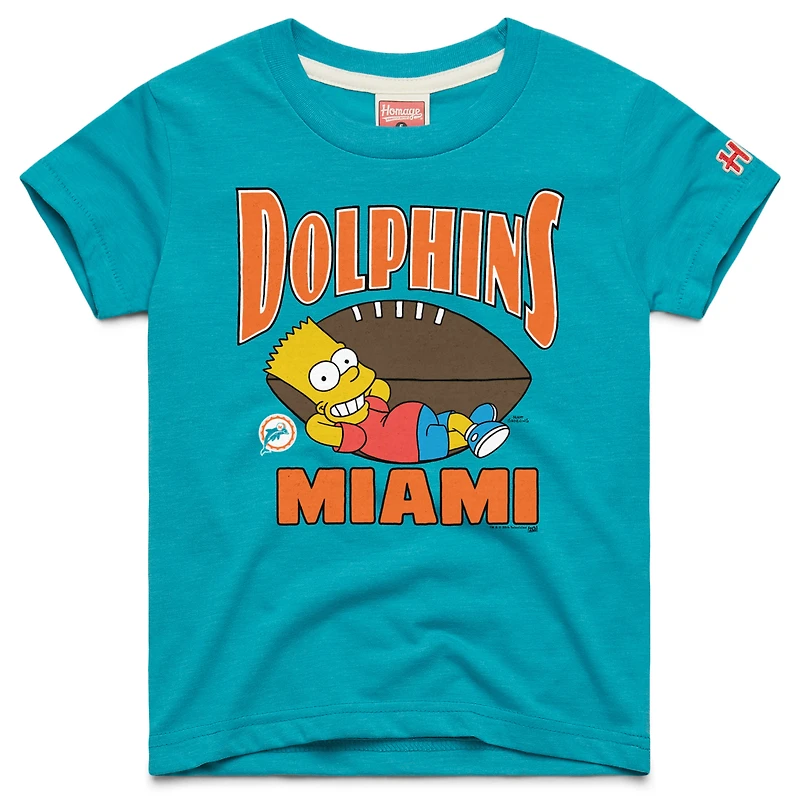 Youth Homage x The Simpsons Aqua Miami Dolphins Tri-Blend T-Shirt