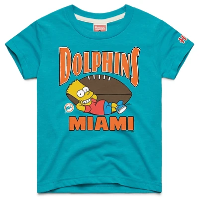 Youth Homage x The Simpsons Aqua Miami Dolphins Tri-Blend T-Shirt
