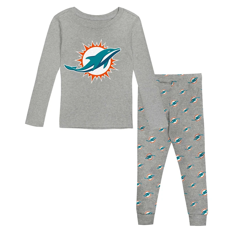 Ensemble de nuit pour jeunes Miami Dolphins avec t-shirt à manches longues et pantalon