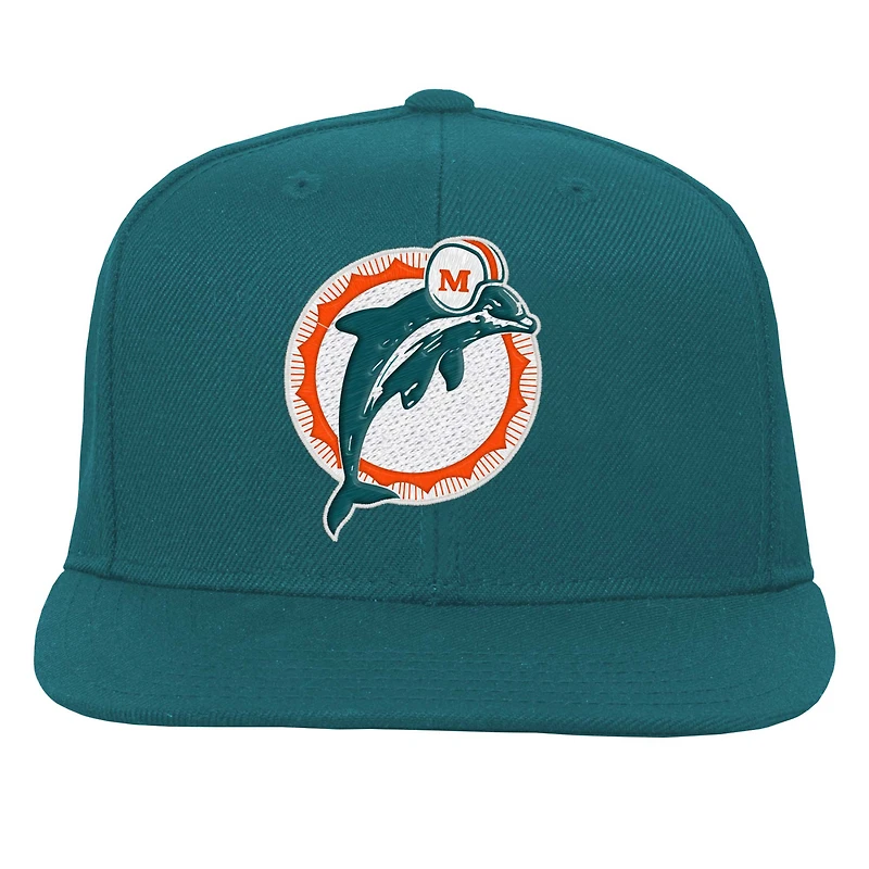 Youth Mitchell & Ness Aqua Miami Dolphins Gridiron Classics Ground Snapback Hat
