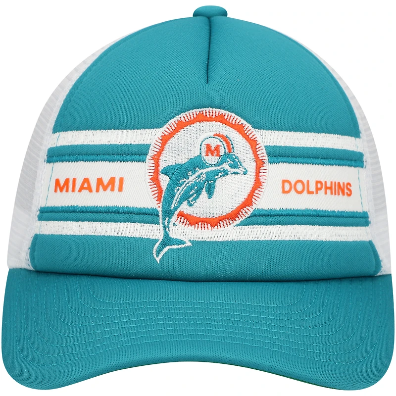 Casquette ajustable à rayures pour jeunes Mitchell & Ness Aqua Miami Dolphins