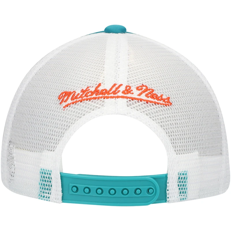 Casquette ajustable à rayures pour jeunes Mitchell & Ness Aqua Miami Dolphins