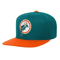Casquette Snapback bicolore pour jeunes Mitchell & Ness Aqua Miami Dolphins Team