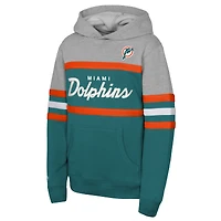 Sweat à capuche rétro Mitchell & Ness Aqua Miami Dolphins pour jeunes, entraîneur-chef