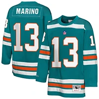 Youth Mitchell & Ness Dan Marino Aqua Miami Dolphins Hockey Fashion Jersey