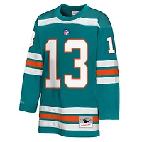 Youth Mitchell & Ness Dan Marino Aqua Miami Dolphins Hockey Fashion Jersey