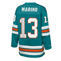 Maillot de hockey tendance Mitchell & Ness Dan Marino Aqua Miami Dolphins pour jeunes