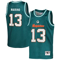 Youth Mitchell & Ness Dan Marino Aqua Miami Dolphins Retired Player NFL Basketball Fashion Jersey