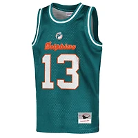 Youth Mitchell & Ness Dan Marino Aqua Miami Dolphins Retired Player NFL Basketball Fashion Jersey