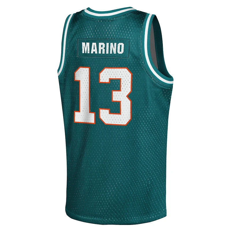 Maillot de basket-ball NFL à la mode pour jeunes Mitchell & Ness Dan Marino Aqua Miami Dolphins, joueur retraité