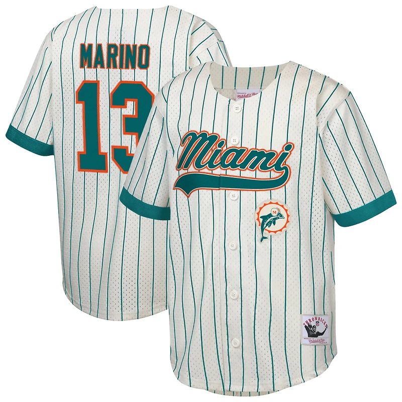 Youth Mitchell & Ness Dan Marino Cream Miami Dolphins Retired Player Name Number Baseball Jersey
