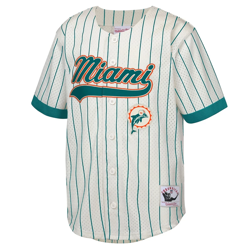 Youth Mitchell & Ness Dan Marino Cream Miami Dolphins Retired Player Name Number Baseball Jersey