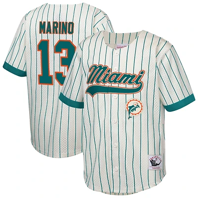 Youth Mitchell & Ness Dan Marino Cream Miami Dolphins Retired Player Name Number Baseball Jersey