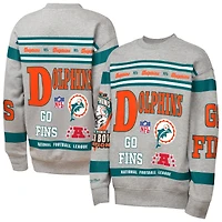 Sweat-shirt en molleton imprimé intégral rétro Mitchell & Ness gris Miami Dolphins pour jeunes