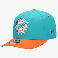Youth New Era  Aqua/Orange Miami Dolphins 2026 NFL Draft Pre-Curved 9FIFTY Snapback Hat