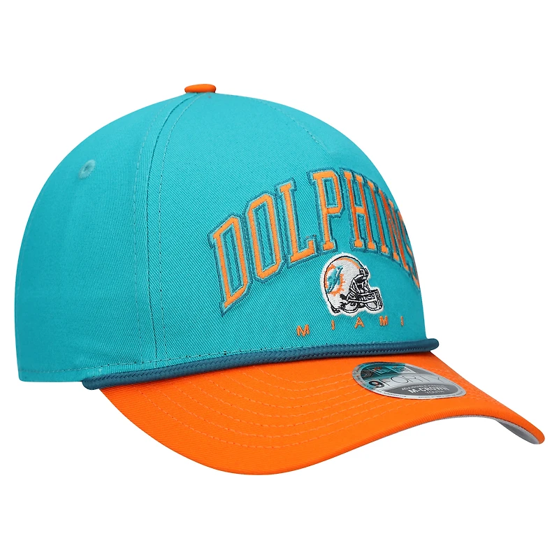 Casquette ajustable A-Frame COOLERA 9FORTY pour jeunes New Era Aqua/Orange Miami Dolphins