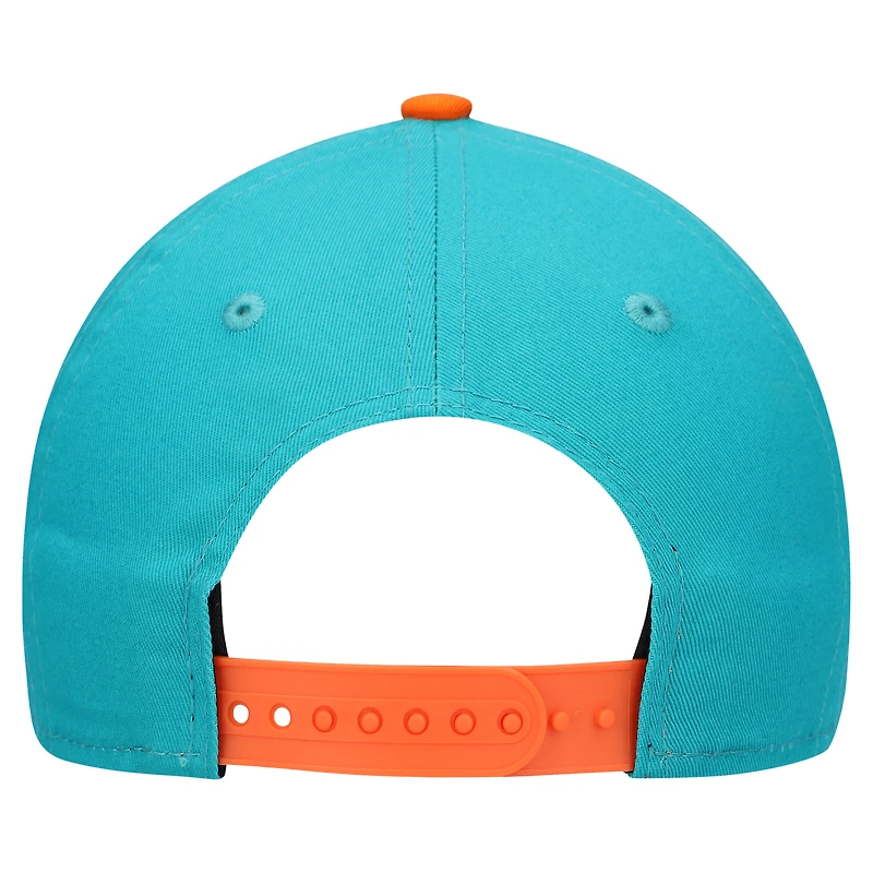 Youth New Era Aqua/Orange Miami Dolphins Arch COOLERA 9FORTY A-Frame Adjustable Hat