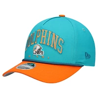 Casquette ajustable A-Frame COOLERA 9FORTY pour jeunes New Era Aqua/Orange Miami Dolphins