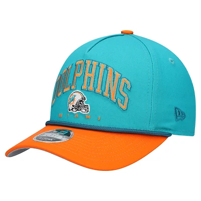 Youth New Era Aqua/Orange Miami Dolphins Arch COOLERA 9FORTY A-Frame Adjustable Hat