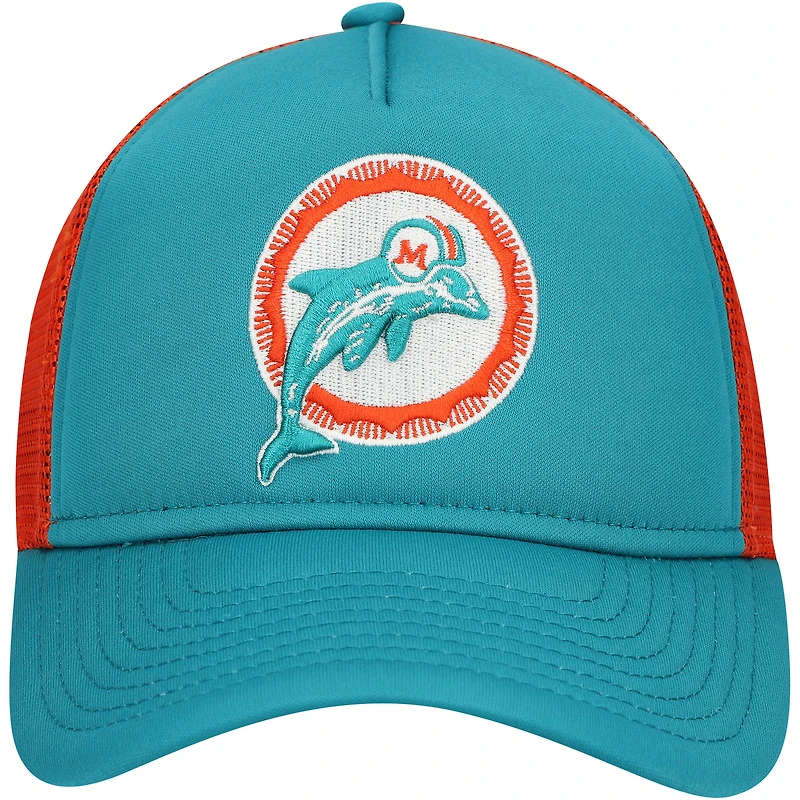 Casquette réglable de camionneur A-Frame 9FORTY New Era Aqua Miami Dolphins pour jeune