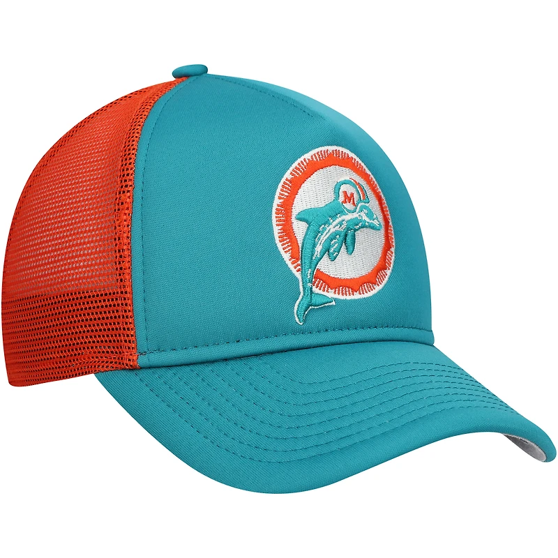 Casquette réglable de camionneur A-Frame 9FORTY New Era Aqua Miami Dolphins pour jeune
