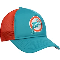 Casquette réglable de camionneur A-Frame 9FORTY New Era Aqua Miami Dolphins pour jeune