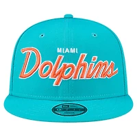Youth New Era Aqua Miami Dolphins Main Script 9FIFTY Snapback Hat