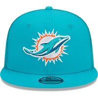 Casquette New Era Aqua Miami Dolphins Main Trucker 9FIFTY Snapback pour jeune