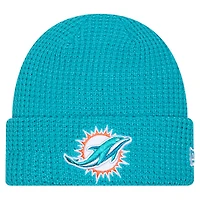 Bonnet en tricot gaufré à revers Aqua Miami Dolphins pour jeune New Era