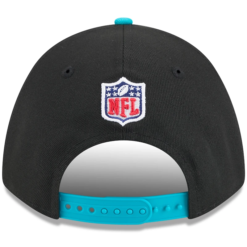 Casquette ajustable New Era noire/aqua pour jeune, modèle 9FORTY A-Frame M-Crown, Miami Dolphins, draft NFL 2025