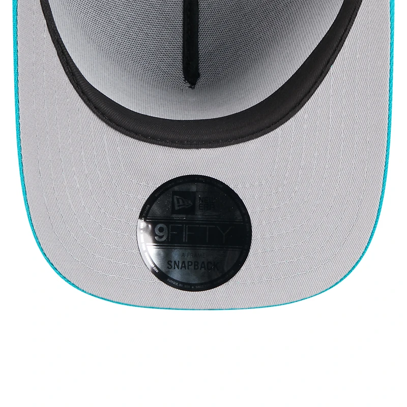 Casquette snapback A-Frame 9FIFTY noire/aqua New Era pour jeunes Dolphins de Miami, repêchage NFL 2025