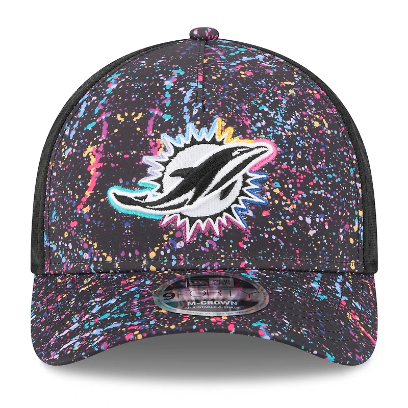 Casquette ajustable 9FORTY NFL Crucial Catch 2025 noire New Era pour jeunes des Dolphins de Miami