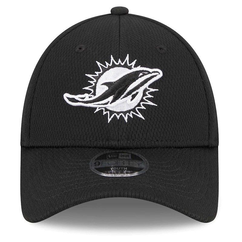 Casquette réglable New Era noire Miami Dolphins Main B-Dub 9FORTY