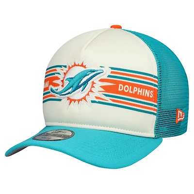 Casquette de camionneur ajustable New Era crème/aqua Miami Dolphins Banner 9FIFTY A-Frame pour jeune