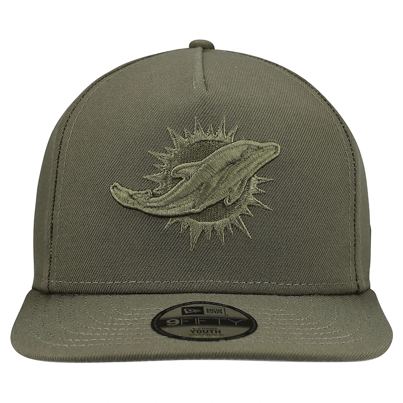Youth New Era Olive Miami Dolphins Color Pack A-Frame 9FIFTY Snapback Hat