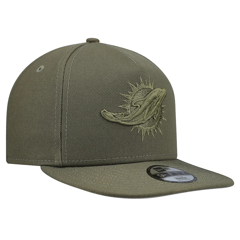 Youth New Era Olive Miami Dolphins Color Pack A-Frame 9FIFTY Snapback Hat