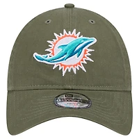 Youth New Era Olive Miami Dolphins Main 9TWENTY Adjustable Hat