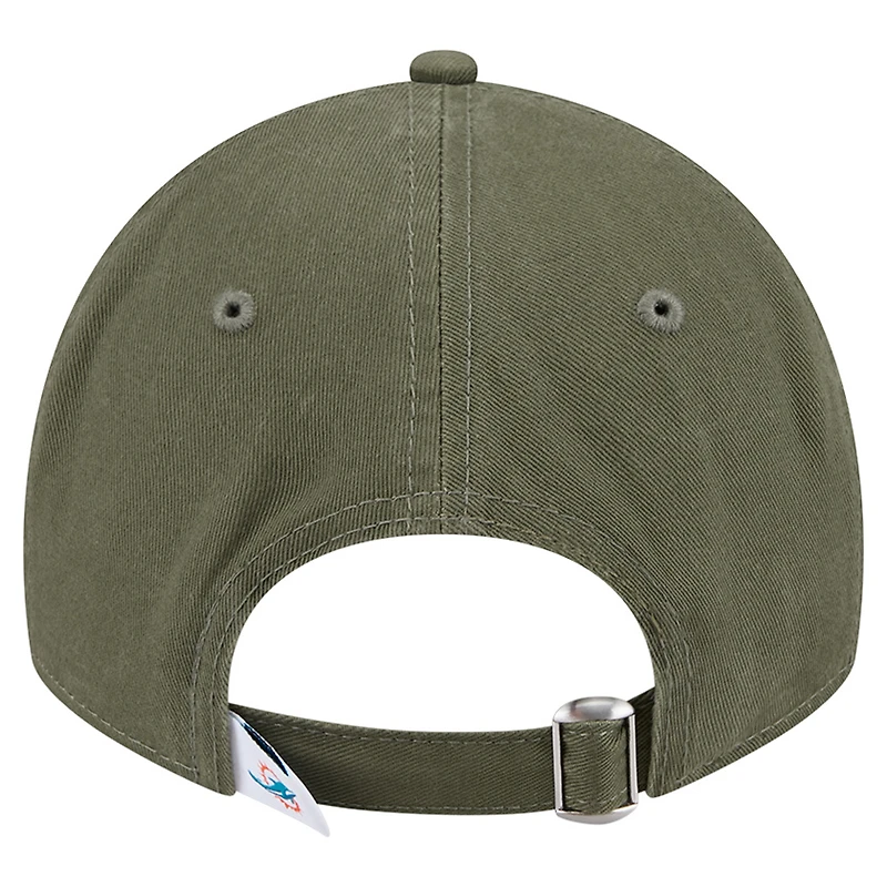 Youth New Era Olive Miami Dolphins Main 9TWENTY Adjustable Hat