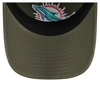 Youth New Era Olive Miami Dolphins Main 9TWENTY Adjustable Hat