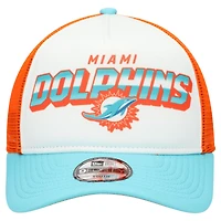 Youth New Era  White/Aqua Miami Dolphins Streak 9FORTY A-Frame Adjustable Hat